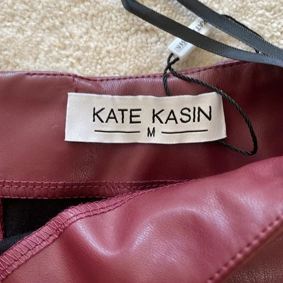 Kate Kason Burgundy Faux Leather Pencil Skirt M medium - Picture 6 of 7